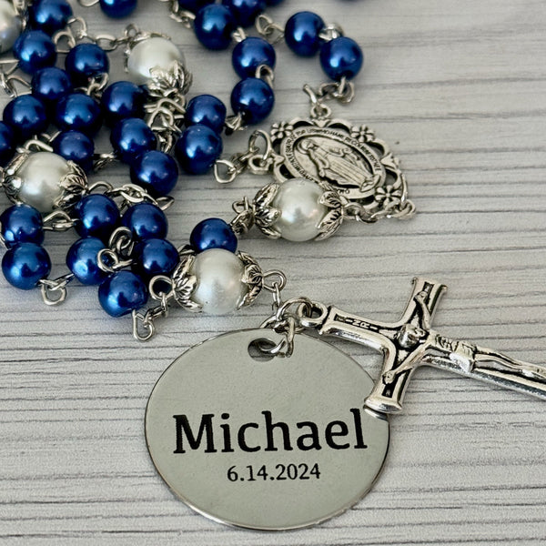 Personalized Rosary Beads for Baptism or Communion